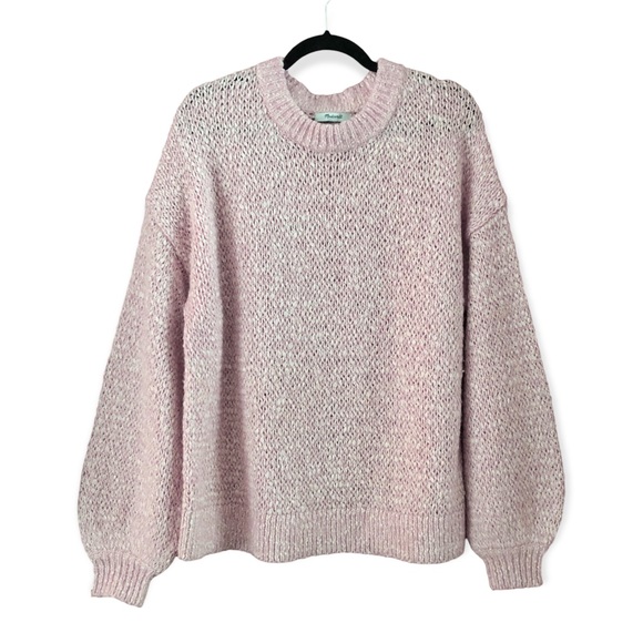 Madewell Baez Pullover Crewneck Sweater Pink Wool Alpaca Blend Size Medium - Picture 2 of 6